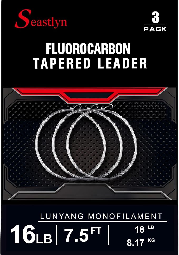 3 Packs Pre-Tied Loop Fly Fishing Tapered Leader Fluorocarbon 7.5FT 9FT 12FT 0X 1X 2X 3X 4X 5X 6X 7X 8LB-26LB