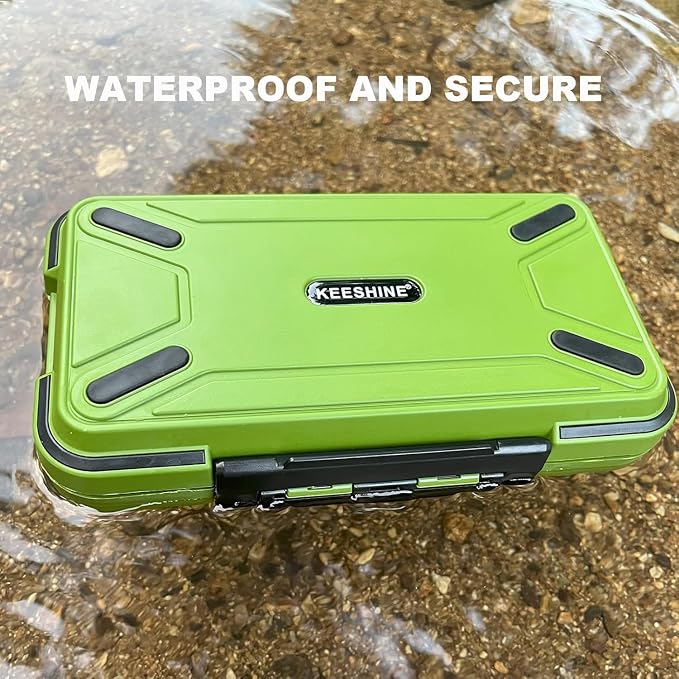 small tackle box, mini waterproof fishing tackle box organizer, double sided organizer travel box(L Green)