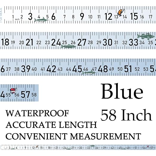 Fishing Ruler for Boat 58" Self-Adhesive Fish Measuring Decals (3 Pack) Waterproof Self Adhesive Measuring Ruler Tape (Blue)