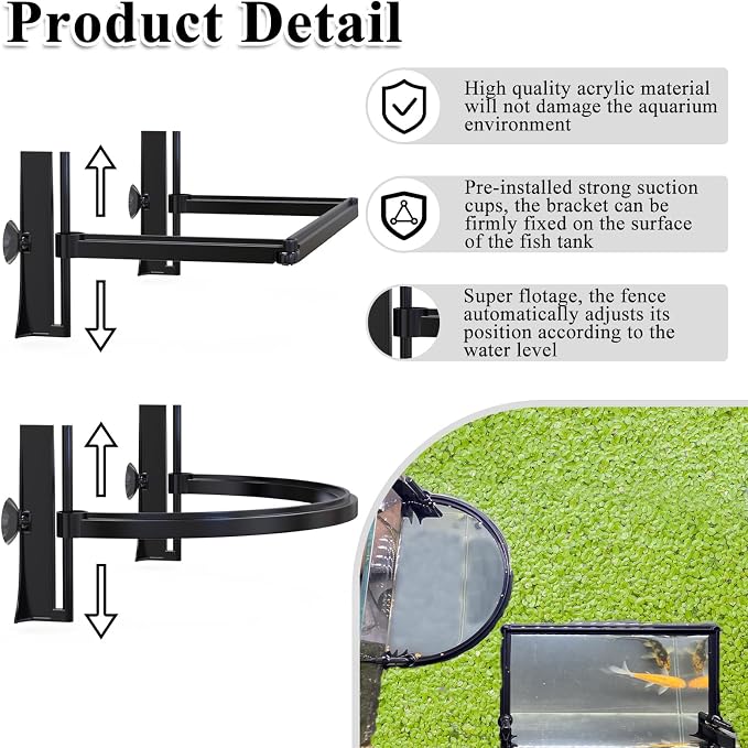 Pryitier Aquarium Floating Plant Barrier, Floating Plant Corral Self Adjusts to Water Level Fish Tank Fence Keeps the Floaters Away from the Filter