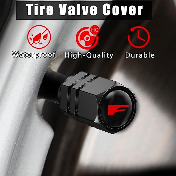 Aluminum 4pcs Tire Valve Cap Cover Set Compatible with F Sport Tire Valve Stem caps for F Sport LINE Car Accessories Decor. (Black-for-F)