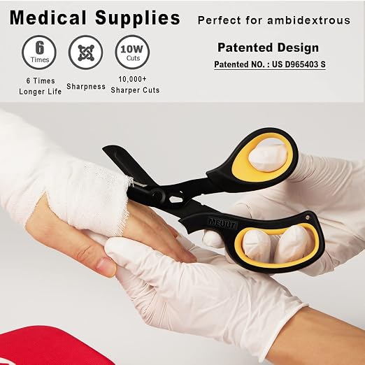 MEUUT 2 Pack Trauma Shears Patented Bandage Scissors for Left and Right Hand - Medical Supplies with 8 inch Heavy Duty Medical Scissors for EMT Workers Nurses