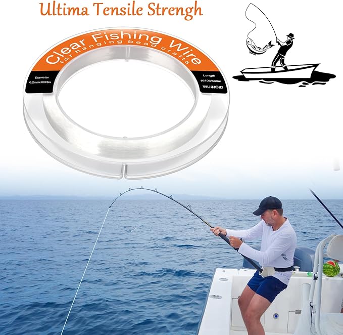 Clear Fishing Line Wire 755 ft, Invisible Monofilament Fishing Line Wire, Nylon String for Hanging Balloons Garland Crafts Picture Decorations, Clear String Threads Cords WUINOID