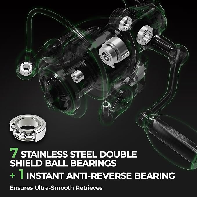KastKing Spartacus II Spinning Reel – Sealed Carbon Fiber 22LBs Max Drag – 7+1 Stainless BB for Saltwater&Freshwater – 5.2:1 Gear Ratio – Size 500&1000 Perfect for Ice Fishing