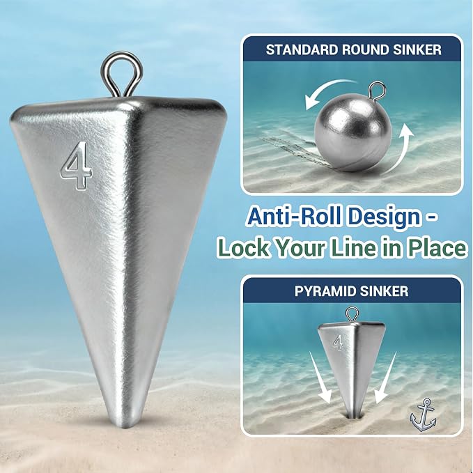 Fishing Weights Pyramid Sinkers Kit Bullet Fishing Weights Sinkers for Ocean Saltwater Surf Fishing Gear Tackle 1oz 2oz 3oz 4oz