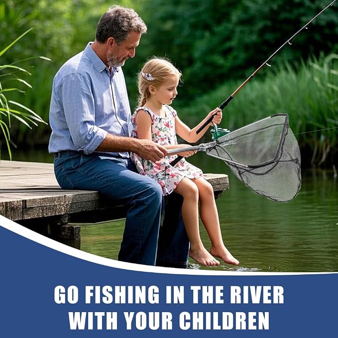 Fishing Net Minnow Nets with Aluminum Collapsible Telescopic Fishing Pole Handle and Nylon Mesh, Small F-ishing Landing Net for Saltwater Freshwater