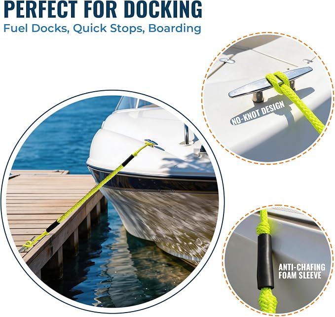 2PCS 4 Feet Premium Bungee Boat Lines 27cm Extended Loop Boat Accessories for Mooring for Jet Ski, SeaDoo, Yamaha WaveRunner Dinghy Pontoon Accessories Boating Gifts(Neon Yellow)
