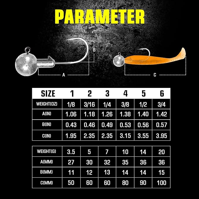 AMYSPORTS Trout Freshwater Jig Head Hook Saltwater Tackle Jig Hook Lead Round Ball Fishing Jigs Lead Sharp