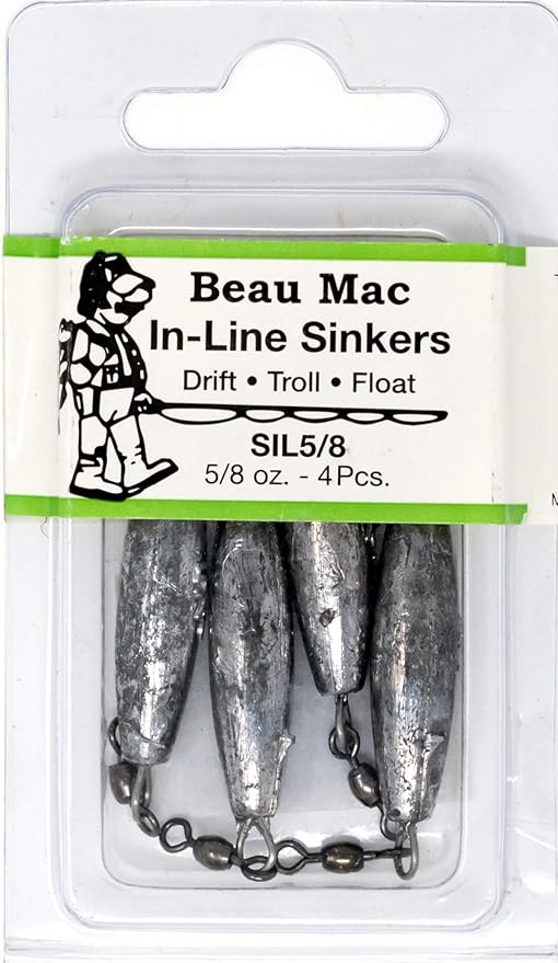 Beau Mac in-Line Sinker | SIL | Precision Weighted Drift Fishing Sinker for River, Stream, & Float Fishing | Durable | Ideal for Steelhead, Salmon & Trout