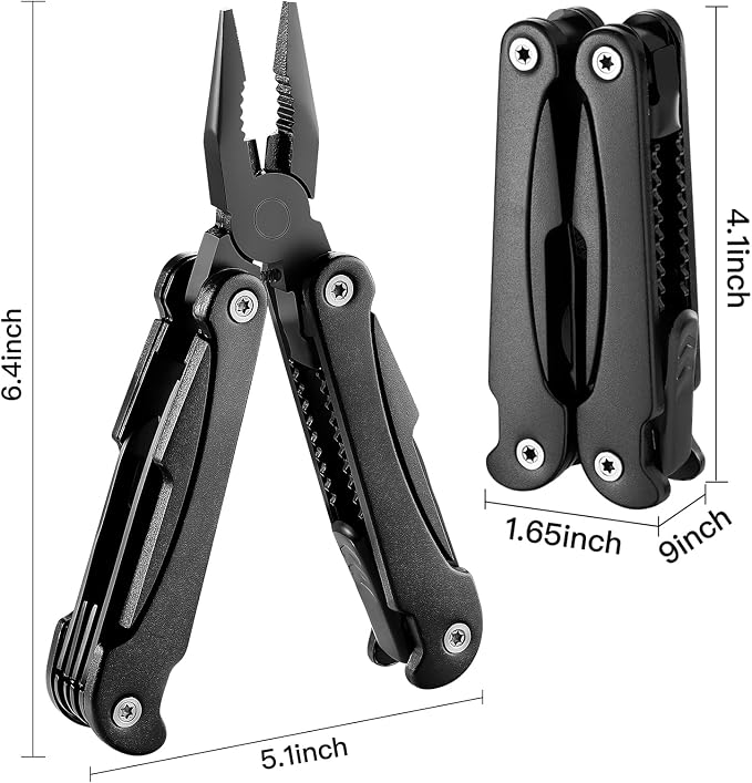 14 IN 1 Multitool Pliers with Pocket Clip, Portable Pocket Knife Camping Tool - Needle Nose Pliers, Replaceable Wire Cutters, Screwdrivers & Saw, Ideal Multitool Gifts for Men, Dad, Husband