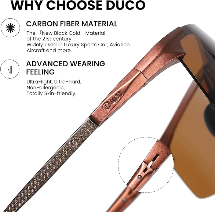 DUCO Polarized Sunglasses Mens Ultralight Carbon Fiber Sun Glasses for Men Driving Sports Fishing UV400 Protection DC8277
