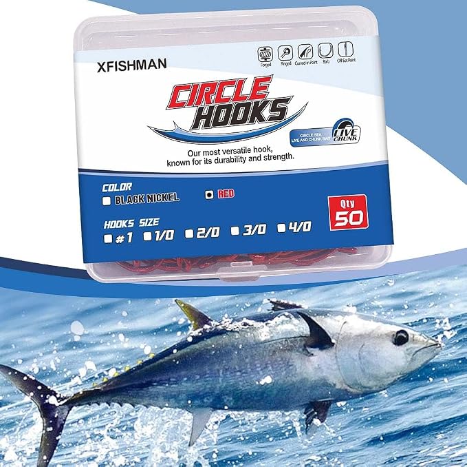 XFISHMAN Circle-Hooks-Fishing-Equipment-Octopus-Hooks-Saltwater-50 Pack #1 –12/0