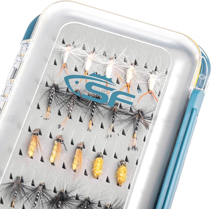 SF Large Waterproof Fly Box For Fly Fishing Double Sided Clear Lid Ice Fishing Jig Head Tackle Box Fly Flies Dry Flies Wet Flies Nymph Streamer Easy Grip Foam