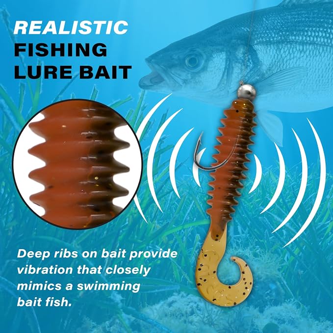 Galida's Grubz Soft Plastic Fish Bait Lures for Fishing | Fishing Bait Lure with Deep Ribs | Great for Beginners and Advanced Fishermen