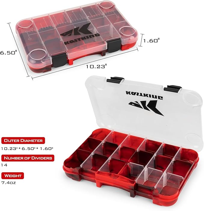 KastKing Tackle Boxes, Plastic Box, Plastic Storage Organizer Box with Removable Dividers - Fishing Tackle Storage - Box Organizer - 2 Packs /4 Packs Tackle Trays - Parts Box