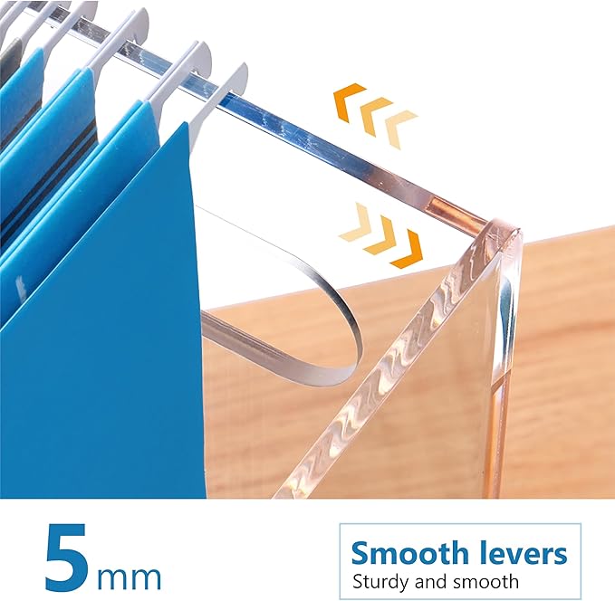 DINGHUO Legal Size File Organizer, Acrylic Protable Hanging File Organizer with Handles, Clear Storage File Folder Holder Filing Box Crate for Desk, School, Office Supplies - 1 Pack