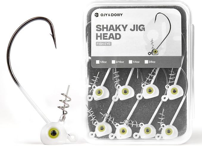 Shaky Head Jigs, Fisheye Stand-up Style Weedless Fishing Jig Heads for Bass (15-Pack) 1/8 3/16 1/4 5/16oz