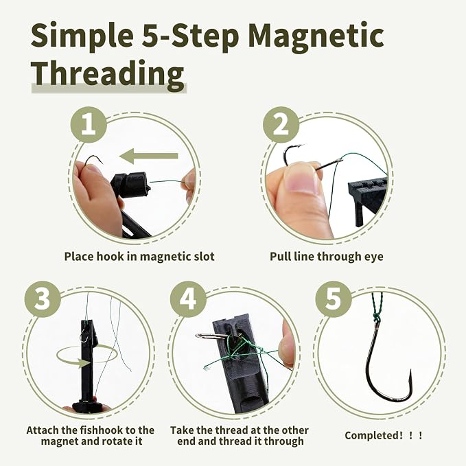 Fly Fishing Magnetic Fly Threader Tool for Small Hooks & Fine Tippet, Magnetic Hook Threader Knot Assist