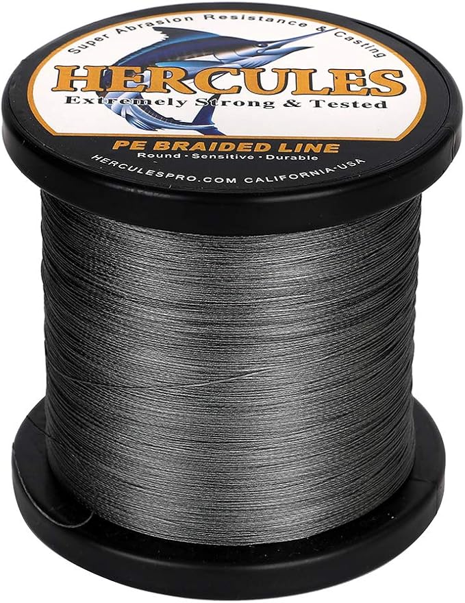 HERCULES Cost-Effective Super Cast 8 Strands Braided Fishing Line 10LB to 300LB Test for Salt-Water,109/328/547/1094 Yards(100M/300M/500M/1000M),Diam.#0.12MM-1.2MM,Hi-Grade Performance,Variety Colors
