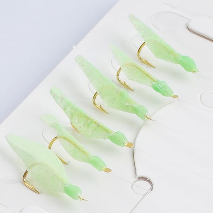 OROOTL Fishing Bait Rigs Saltwater, 6 Packs Surf Fishing Rigs with Sharp Hooks Fish Skin Feather Swivel Snap Glow Saltwater Lures Sea Bass Cod Herring Hook Rig Size 4 6 8
