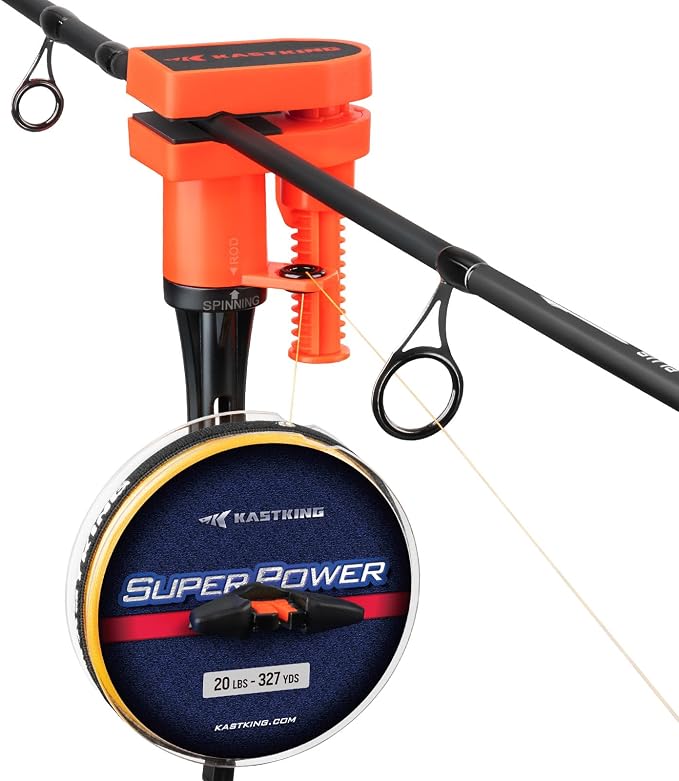 KastKing TrueWind Clamp-On Fishing Line Spooler, Portable Fishing Reel Spooler for Spinning & Baitcasting Reels, No Line Twist, Adjustable Tension, Built-in Line Cutter