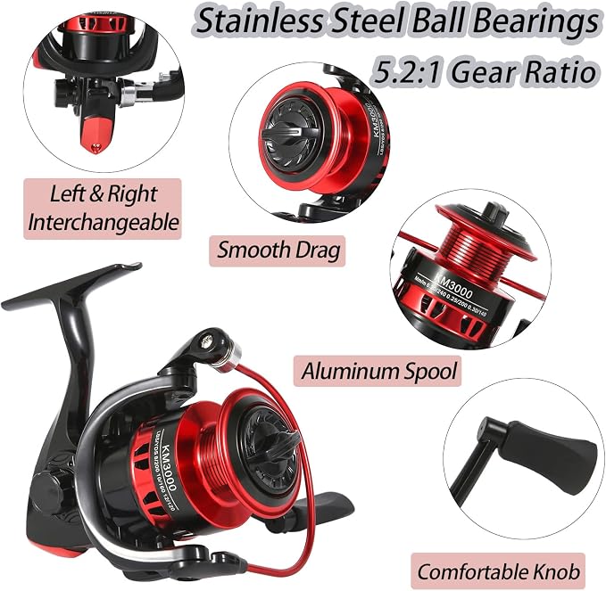 Tripquips Fishing Rod, 6.9ft Telescopic Fishing Rod and Reel Combo with Fishing Pliers and Lip Gripper Fishing Equipment, 5.2:1 Pre-Loaded Spinning Reel Combo Set Fishing Pole