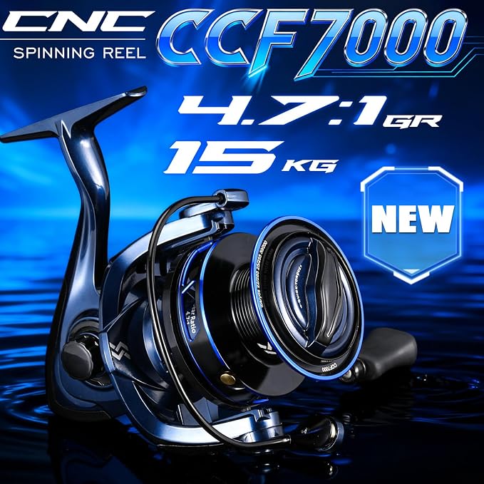 Sougayilang CCF 7000 Big Pit Spinning Reel – 33LB Max Drag, 13+1 Bearings, 4.7:1 Gear Ratio, Long Cast Surf Reel for Carp, Catfish & Saltwater Big Game