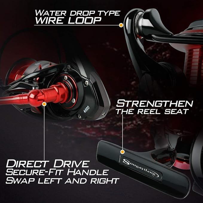 Sougayilang Fishing Reel Ultra Smooth Powerful,13+1BB Spinning Reel,Lightweight Graphite Frame, CNC Aluminum Spool for Freshwater
