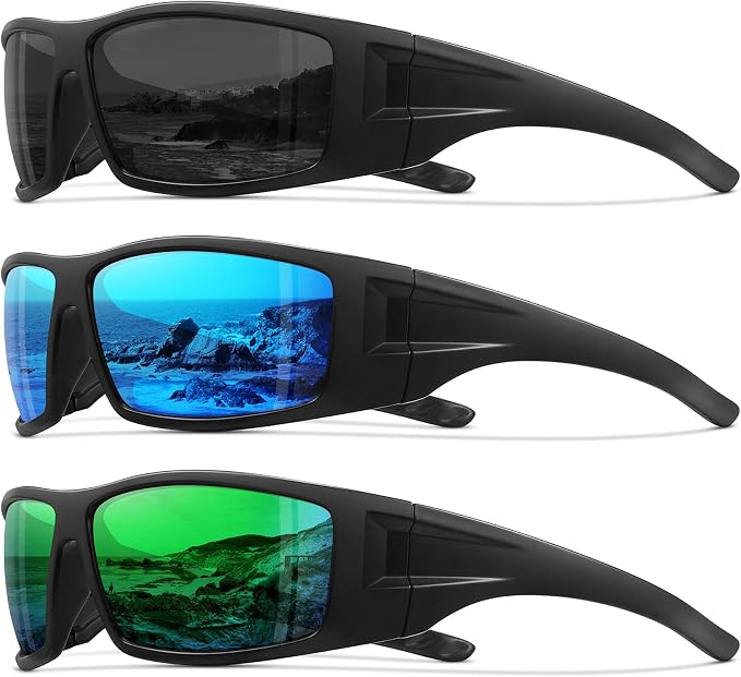 Polarized Sports Sunglasses for Men Women Unbreakable Frame Cycling Fishing Wrap Around Sunglasses UV400 Protection