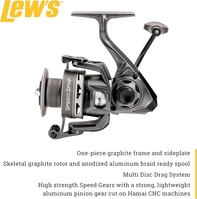 Lew's Speed Spin Spinning Reel and Fishing Rod Combo, HM30 Graphite Rod, 9+1 Bearings, Speed Gears