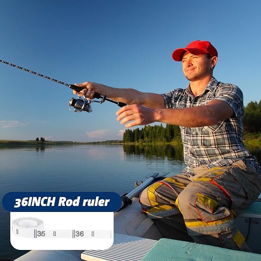 Gemscream 6 Pcs Rod Ruler 36'' Fish Measuring Decals Measuring Tape Stickers Transparent Tape Measure Kayak Fishing Accessories for Rod Boat Kayak(Black)