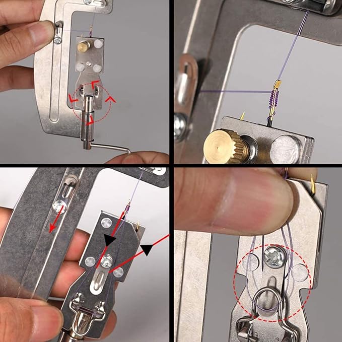 kobeIeen Stainless Steel Fishing Hook Tool Fishing Hook Tyer Knot Machine Tying Device Fishing Line Tyer Knotting Tools