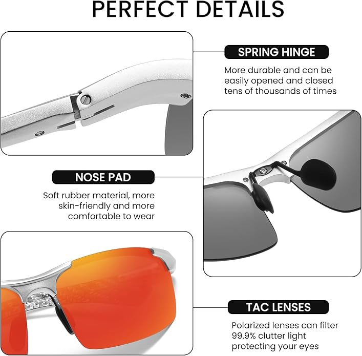 DUCO Polarized Sunglasses Mens Ultralight Carbon Fiber Sun Glasses for Men Driving Sports Fishing UV400 Protection DC8277