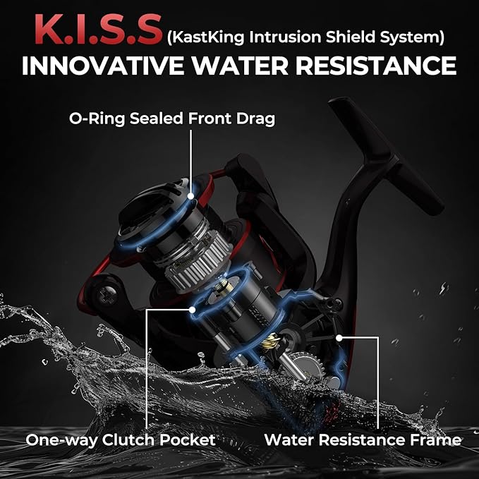 KastKing Sharky Spinning Reel – 5.2:1 & 6.2:1 Gear Ratios, Carbon Fiber Drag 33–39.5LB, 10+1 Stainless Bearings, Lightweight Nylitech Body, Oversize Shaft, for Saltwater & Freshwater