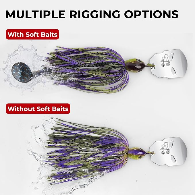 MadBite by KastKing Bladed Jig Fishing Lures, Multi-Color Kits, Irresistible Vibrating Action, Sticky-Sharp Heavy-Wire Needle Point Hooks, Popular 3/8 oz and 1/2 oz Sizes, Includes Storage Box