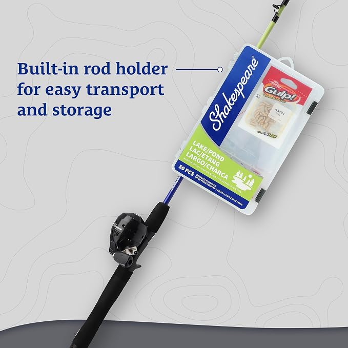 Shakespeare Catch More Fish Spincast Reel and Fishing Rod Combo with Kit
