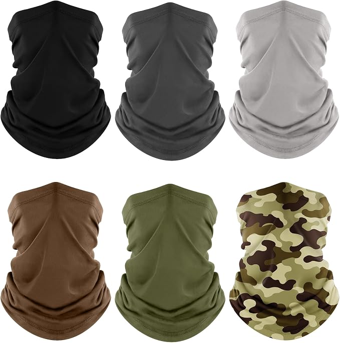 Fuinloth Neck Gaiter, 6 Pack Cooling UV Protection Bandana Face Mask Gator Scarf for Men Women