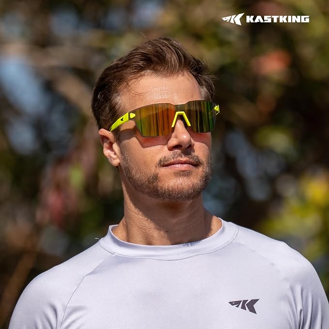 KastKing Tarkio Polarized Fishing Sunglasses, Large Single PC Lenses, Rimless Wrap Design, UV400 Protection Sports Sunglasses