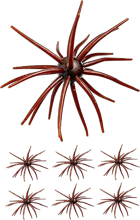 Tentacle Creature Lure Sea Urchin Soft Bait 3.6" & 4.3" TPE Lures 10/6-Pack, Natural Sinking Micro-Vibration for Crappie Bluegill Perch Bass Trout, Compatible Jig Heads Treble Hooks