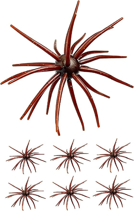Tentacle Creature Lure Sea Urchin Soft Bait 3.6" & 4.3" TPE Lures 10/6-Pack, Natural Sinking Micro-Vibration for Crappie Bluegill Perch Bass Trout, Compatible Jig Heads Treble Hooks