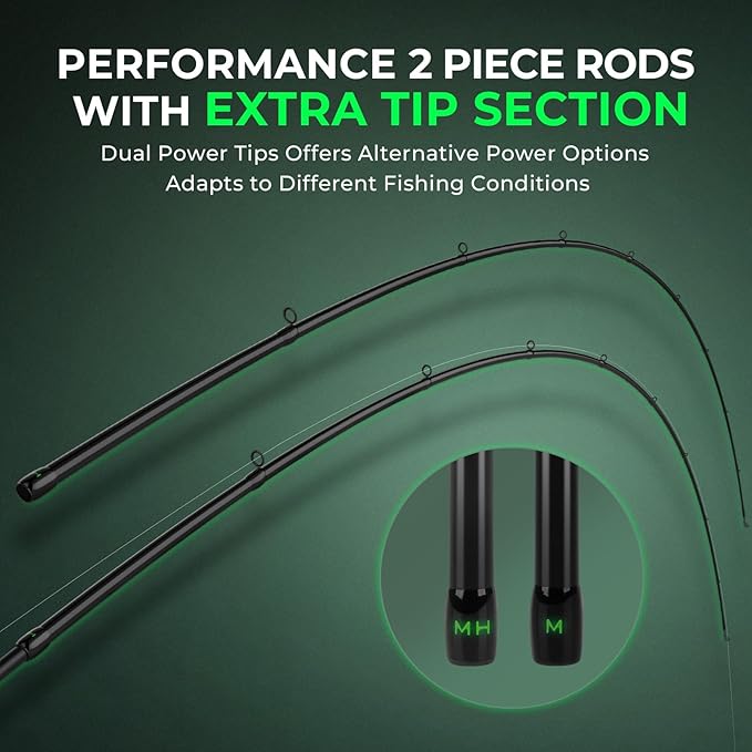 KastKing Zephyr Dual Tip Fishing Rod, Lightweight KastFlex IM6 Graphite Spinning & Casting Rod with Zirconium Oxide Ring Guides, Hook Keeper, EVA Grip, PTS Power Transition System