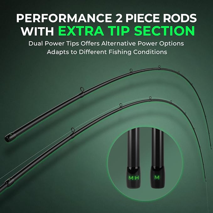 KastKing Zephyr Dual Tip Fishing Rod, Lightweight KastFlex IM6 Graphite Spinning & Casting Rod with Zirconium Oxide Ring Guides, Hook Keeper, EVA Grip, PTS Power Transition System