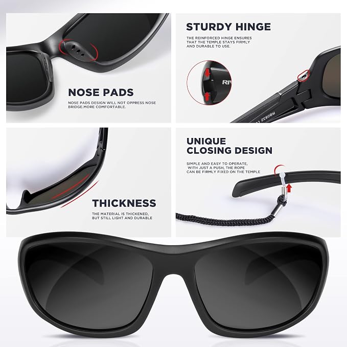 RIVBOS Polarized Sunglasses UV400 Protection for Men's and Women's Fishing, Cycling, and Outdoor Activities RB832