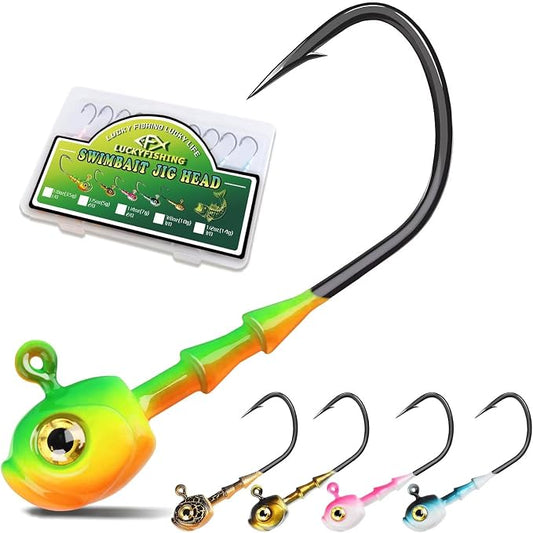 LUCKYFISHING Swimbait Jig Head 40/30/25/20/15Pcs Freshwater Saltwater Jig Heads for Bass Walleye Trout Fishing Gifts for Men 1/8oz 1/5oz 1/4oz 3/8oz 1/2oz