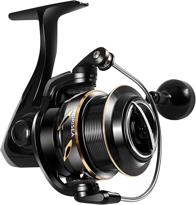 GK Spinning Reel,Fishing Reel Saltwater,Shallow Aluminum Line Cup 5.2:1 Gear Ratio, Upgraded Copper Gears, Metal Handle Knob, Smooth Bearings