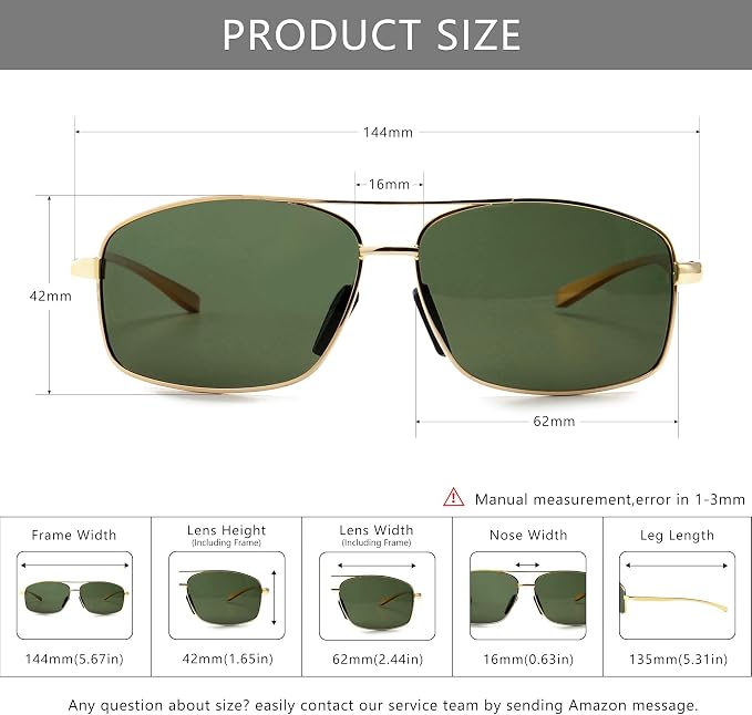 SUNGAIT Ultra Lightweight Rectangular Polarized Sunglasses Men UV400 Protection