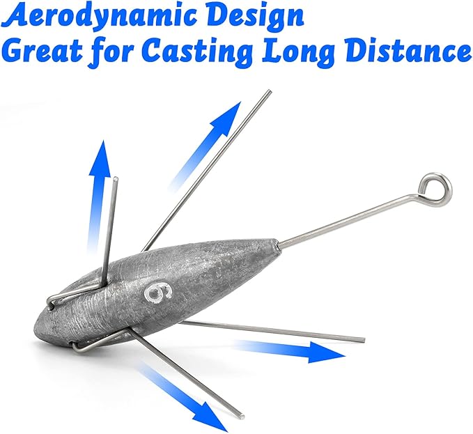 Dr.Fish 5 Pack Sputnik Sinker Spider Sinker 2oz-10oz Surf Fishing Lead Weight Pyramid Saltwater Beach Casting Sea Fishing