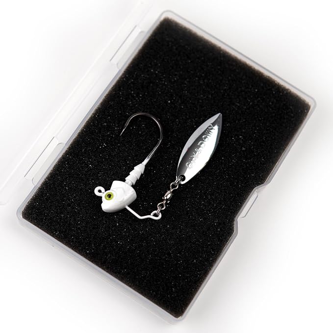 6-Pack Underspin Jig Heads with 100% Brass Blade (Never Rust) - 3/16oz, 1/4oz, 3/8oz, 1/2oz - Bass & Saltwater Fishing
