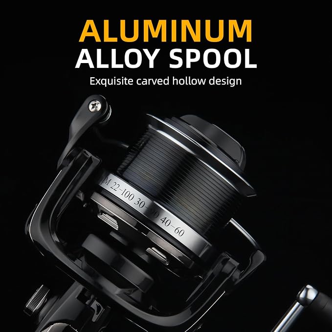 Big Game Surf Spinning Fishing Reel 8000/12000,20KG Drag Power Backlash-Free Bearings,Metal Reel Seat,Zinc Alloy Gear for Saltwater Inshore and Offshore Fishing