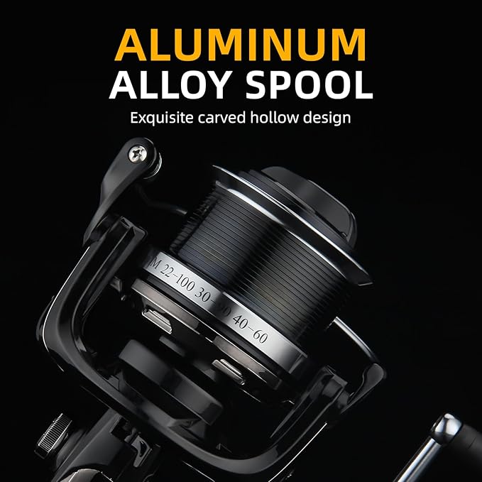 Big Game Surf Spinning Fishing Reel 8000/12000,20KG Drag Power Backlash-Free Bearings,Metal Reel Seat,Zinc Alloy Gear for Saltwater Inshore and Offshore Fishing